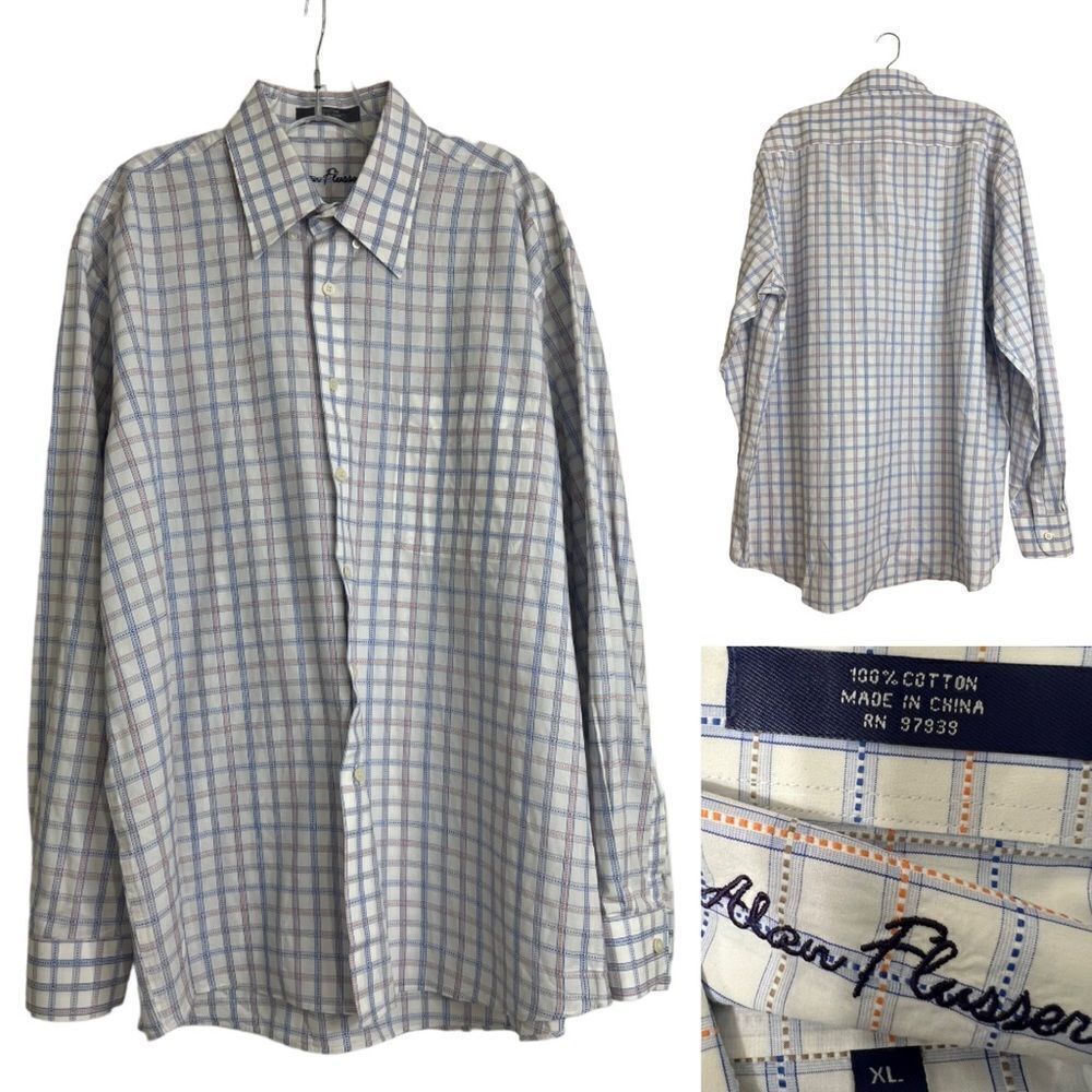 Alan Flusser men’s XL plaid long sleeve button down dress shirt. -10‎